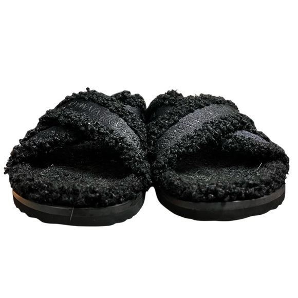 Vivaia Black Hannah Furry Criss Cross Comfort Arch Support Slippers Size 8 - Picture 3 of 8